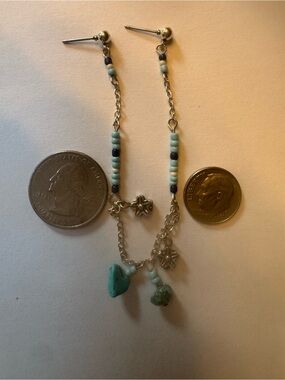 Free People Turquoise and Light Blue Beaded Dangle Earrings